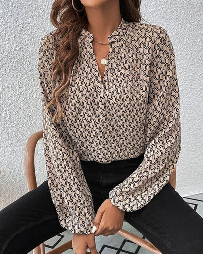 Casual Blouse met V-hals en print