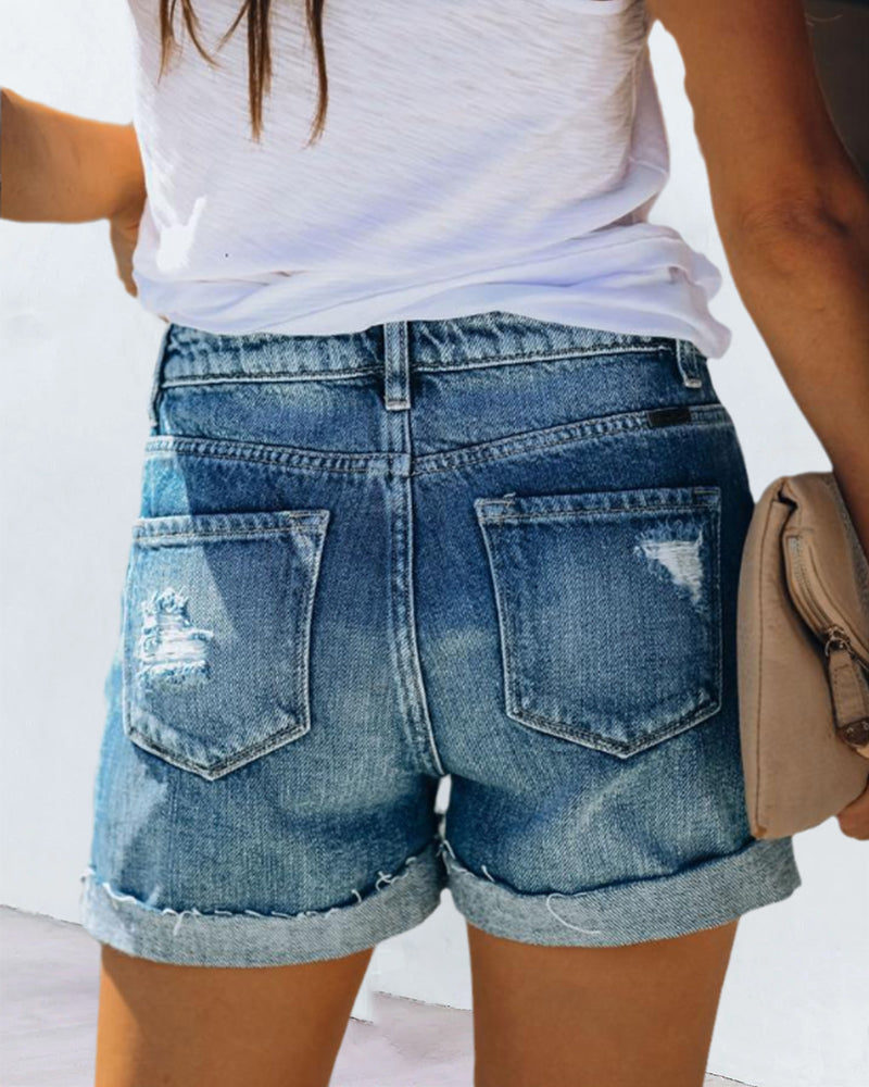 Mid-rise jeansshorts