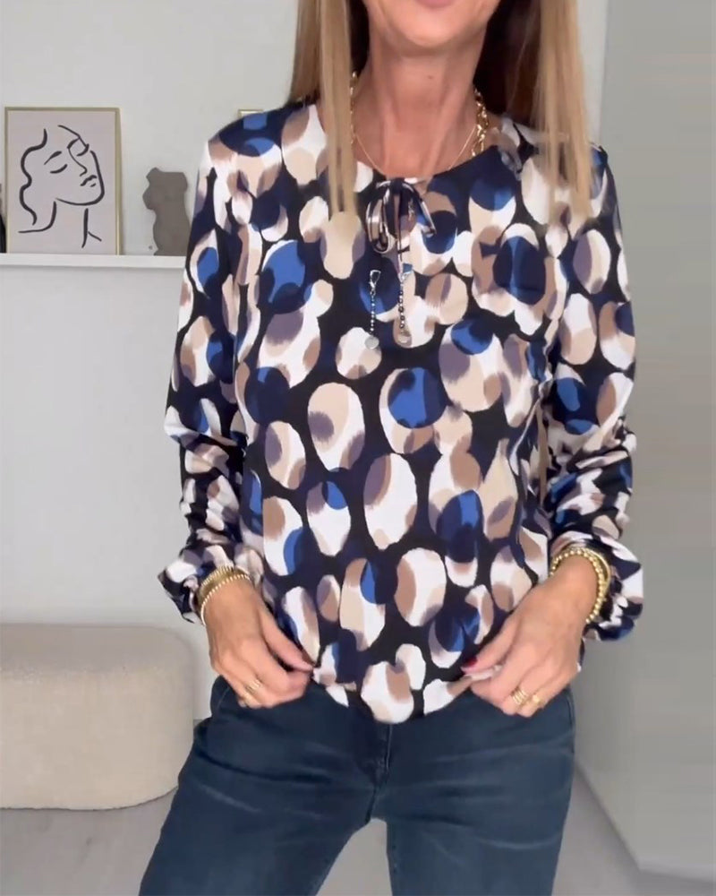 Bedrukte elegante blouse met bandjes