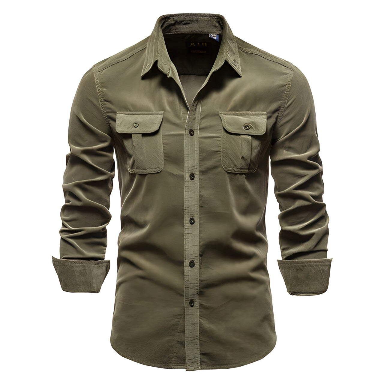 P. legend Overhemd | Casual overhemd voor heren in de kleur Legergroen voor heren in stijl geschikt voor alle seizoenen.
